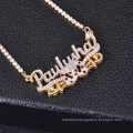 Shangjie OEM Custom Double layer two-color electroplating necklace female custom name pendant  necklaces